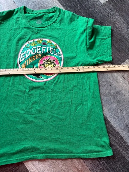 Edgefield Winery Graphic Tee Green Rabbit Sun Logo T Shirt XL - Picture 4 of 5